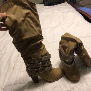 Tan high heel boots